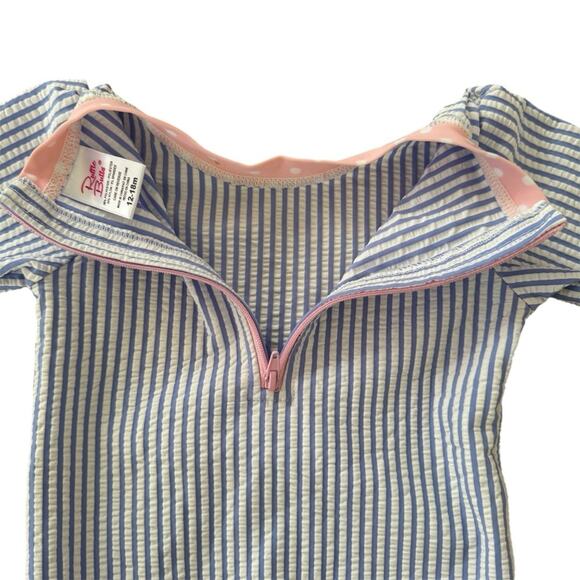 Ruffle Butts Seersucker Long Sleeve Rash
Guard Periwinkle Blue Pink Size 12-18M - Picture 6 of 7